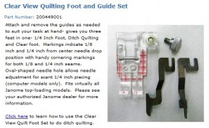 Janome Clear View Quilting Foot
