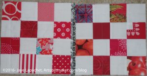 First joined/quilted QAYG blocks