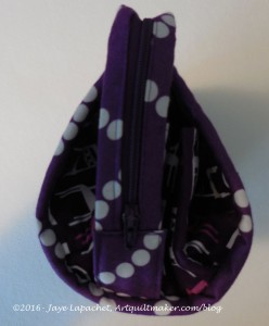 Purple Chair Sew Together Bag - zipper tabs