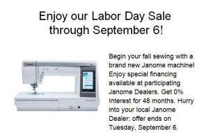 Janome Labor Day Sale