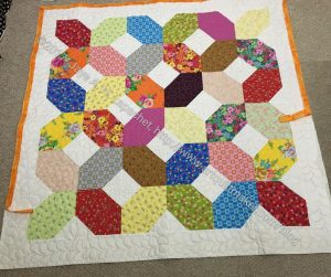 Mostly Manor Lozenge Quilt after quilting