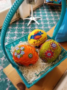Wool felt eggs at Pioneer Quilts - patterns available
