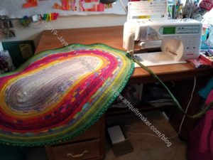 Jelly Roll Rug in process - June 2019